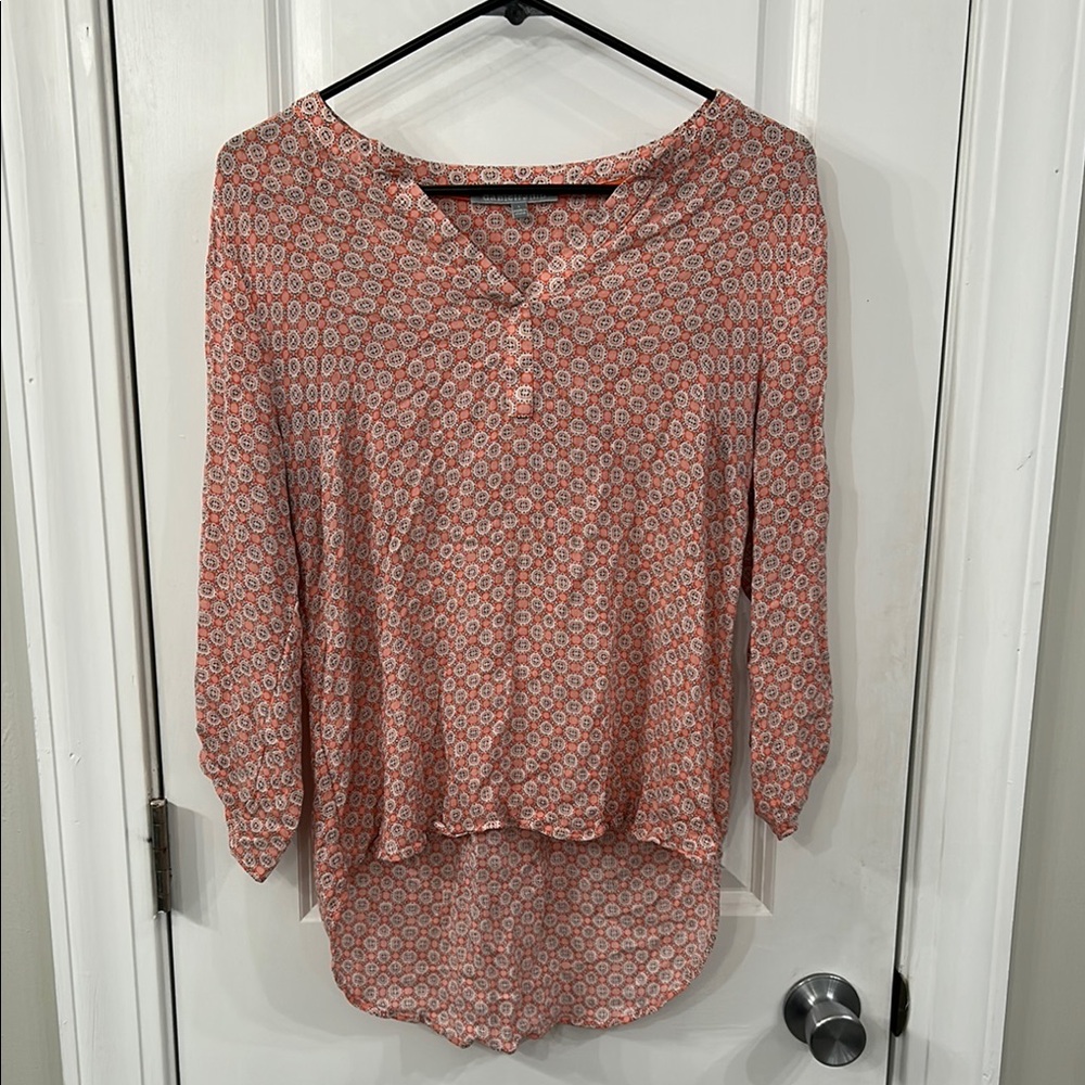 Chic Women's Blouse with Floral Pattern - Coral